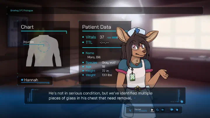 screenshot of the first case description in Trauma Center