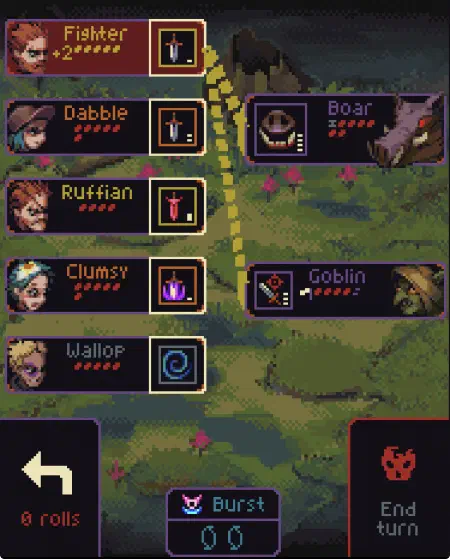 screenshot where two enemies are targeting the Fighter, who will die